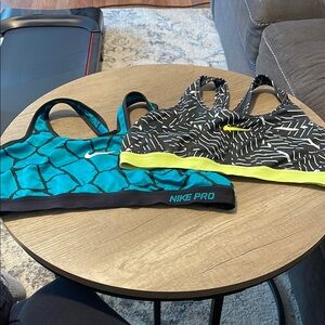 Nike Pro Teal and Black Sports Bras